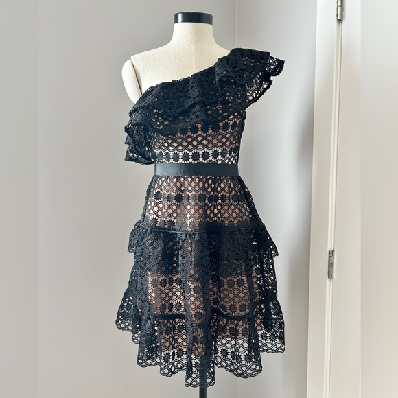 NWT Self Portrait Black Floral Chain Dress US4 - Picture 3 of 16